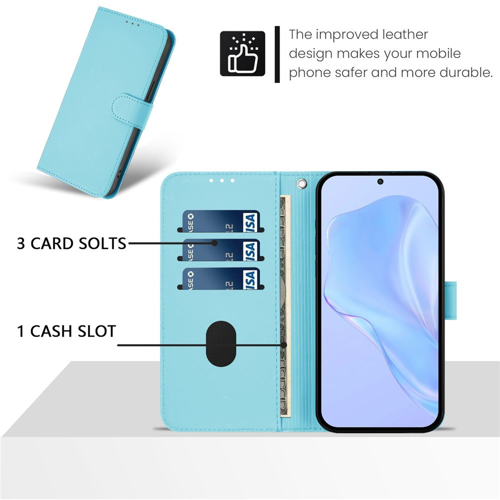 For Oppo K13 5G Case Solid Color Wallet Leather Phone Cover with Strap - Sky Blue