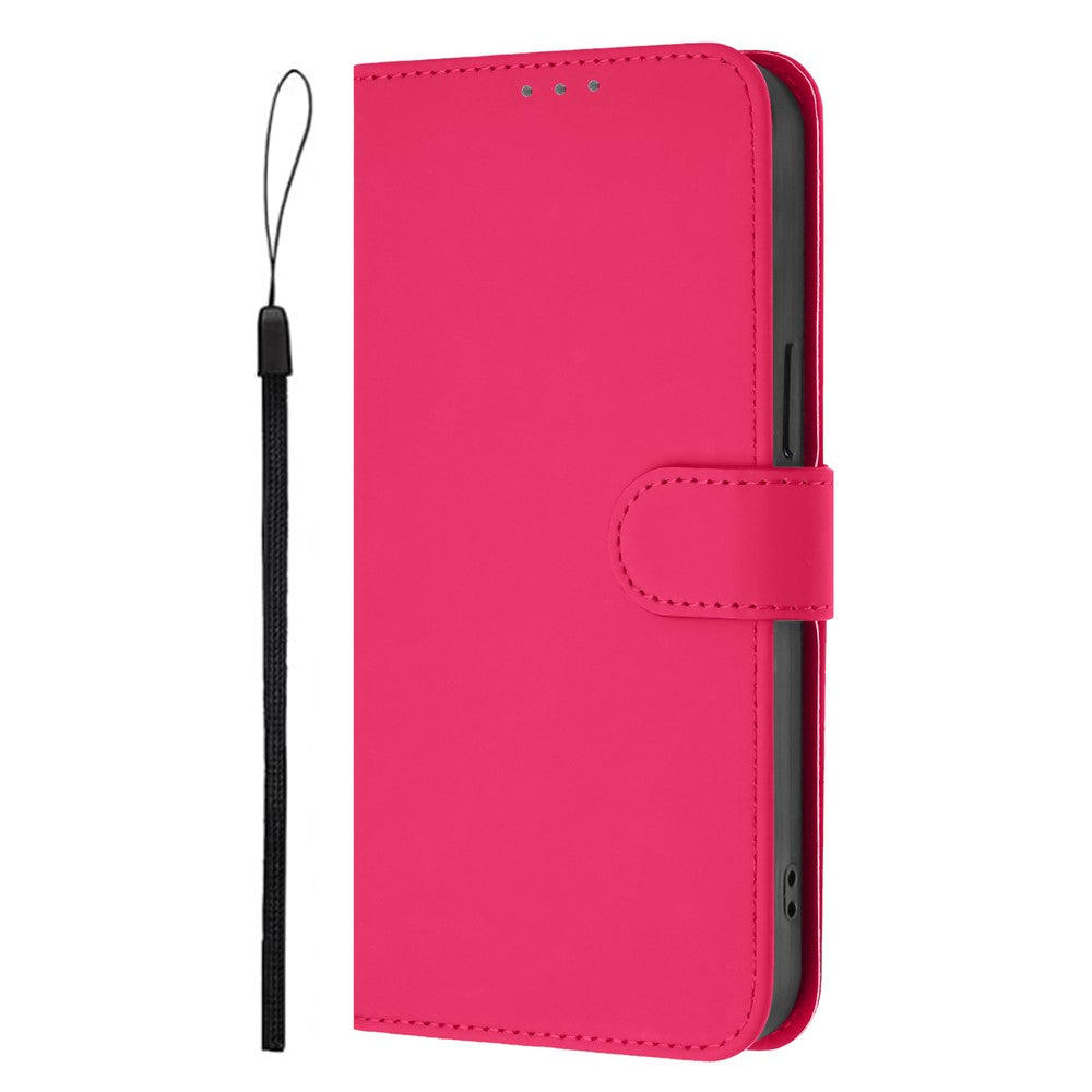 For Oppo K13 5G Case Solid Color Wallet Leather Phone Cover with Strap - Rose Red