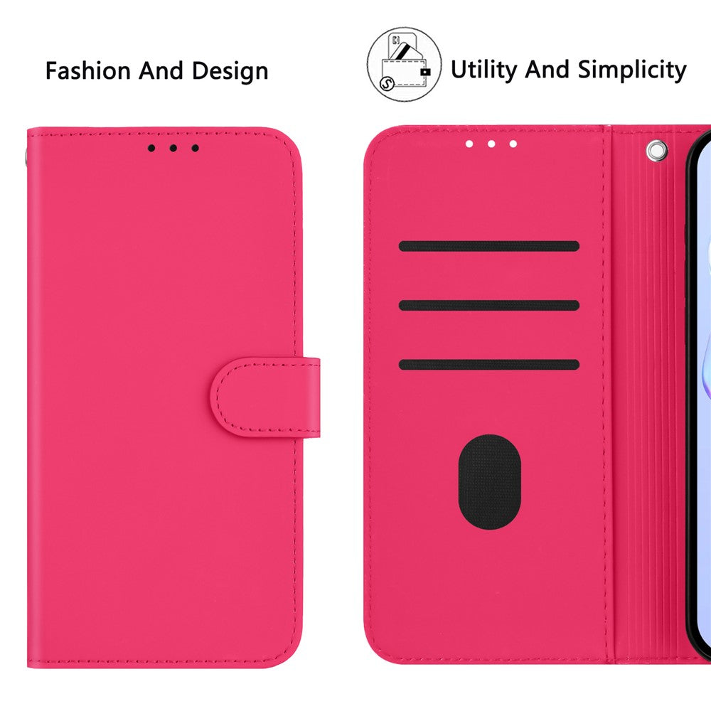 For Oppo K13 5G Case Solid Color Wallet Leather Phone Cover with Strap - Rose Red