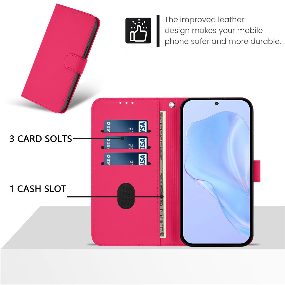 For Oppo K13 5G Case Solid Color Wallet Leather Phone Cover with Strap - Rose Red