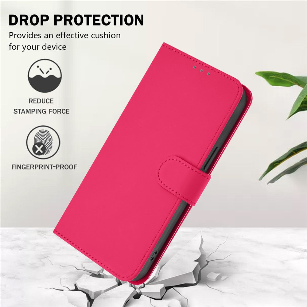 For Oppo K13 5G Case Solid Color Wallet Leather Phone Cover with Strap - Rose Red