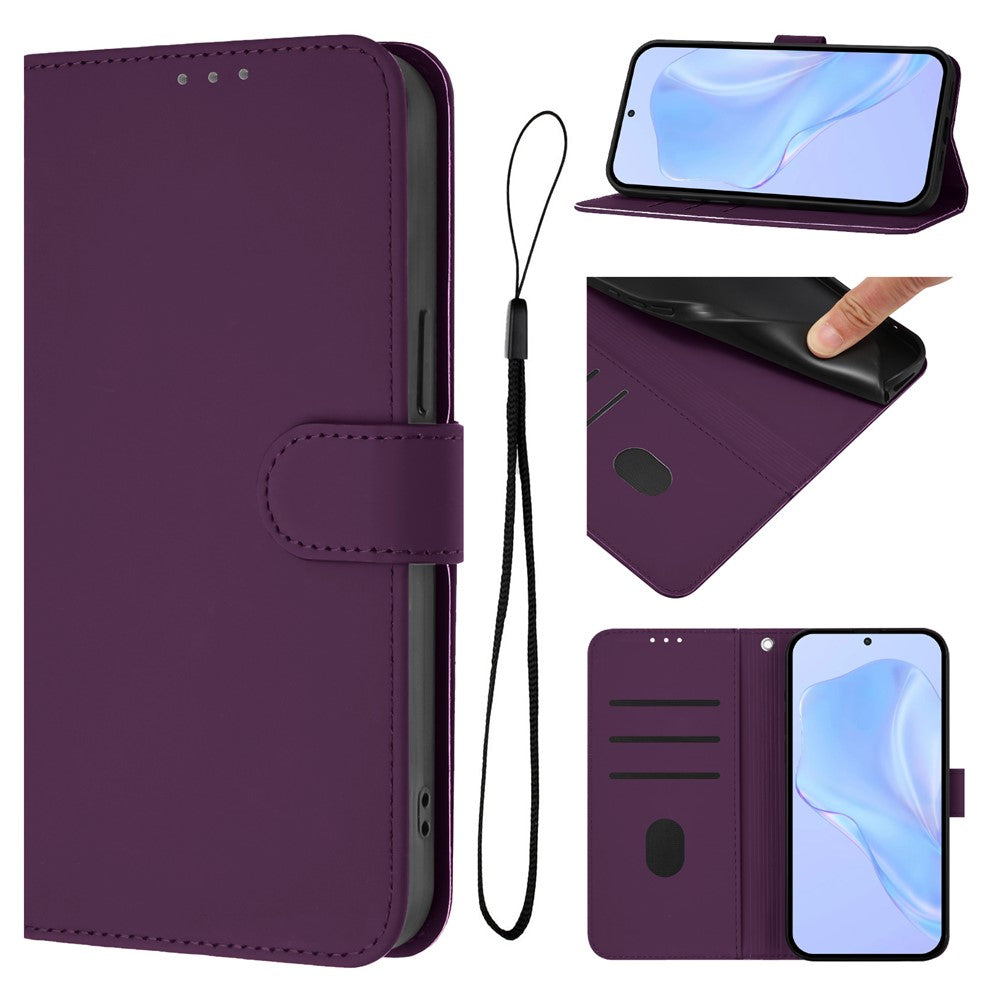 For Oppo K13 5G Case Solid Color Wallet Leather Phone Cover with Strap - Voilet