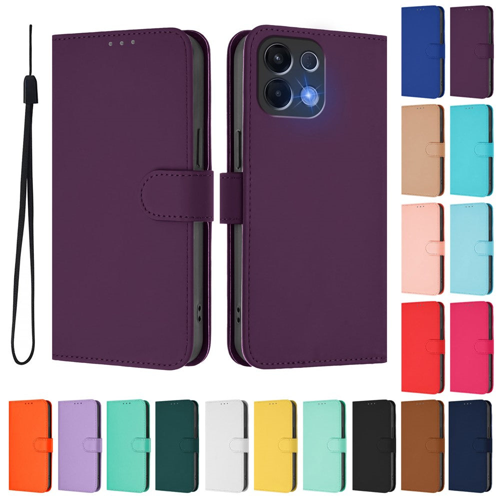 For Oppo K13 5G Case Solid Color Wallet Leather Phone Cover with Strap - Voilet