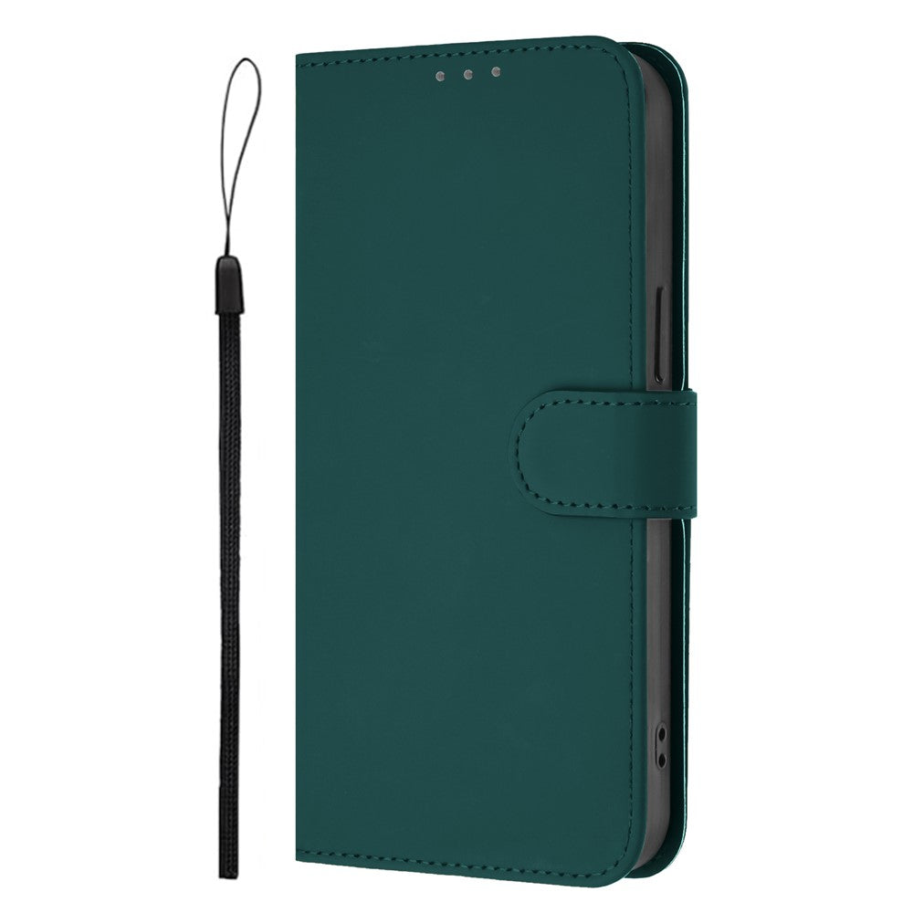 For Oppo K13 5G Case Solid Color Wallet Leather Phone Cover with Strap - Dark Green