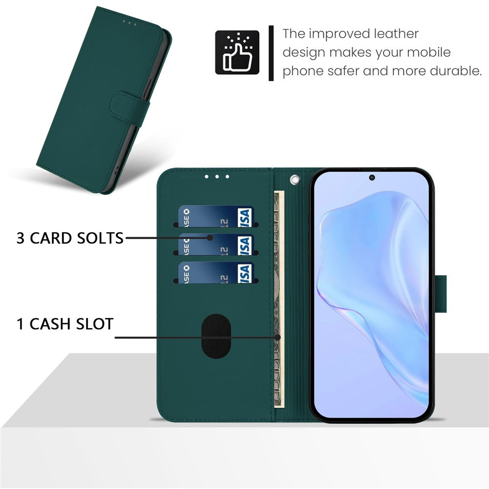 For Oppo K13 5G Case Solid Color Wallet Leather Phone Cover with Strap - Dark Green