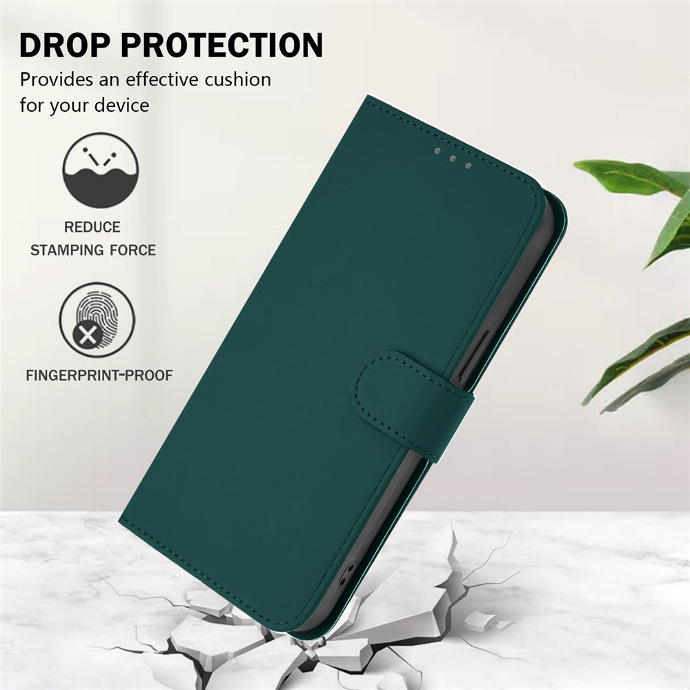 For Oppo K13 5G Case Solid Color Wallet Leather Phone Cover with Strap - Dark Green