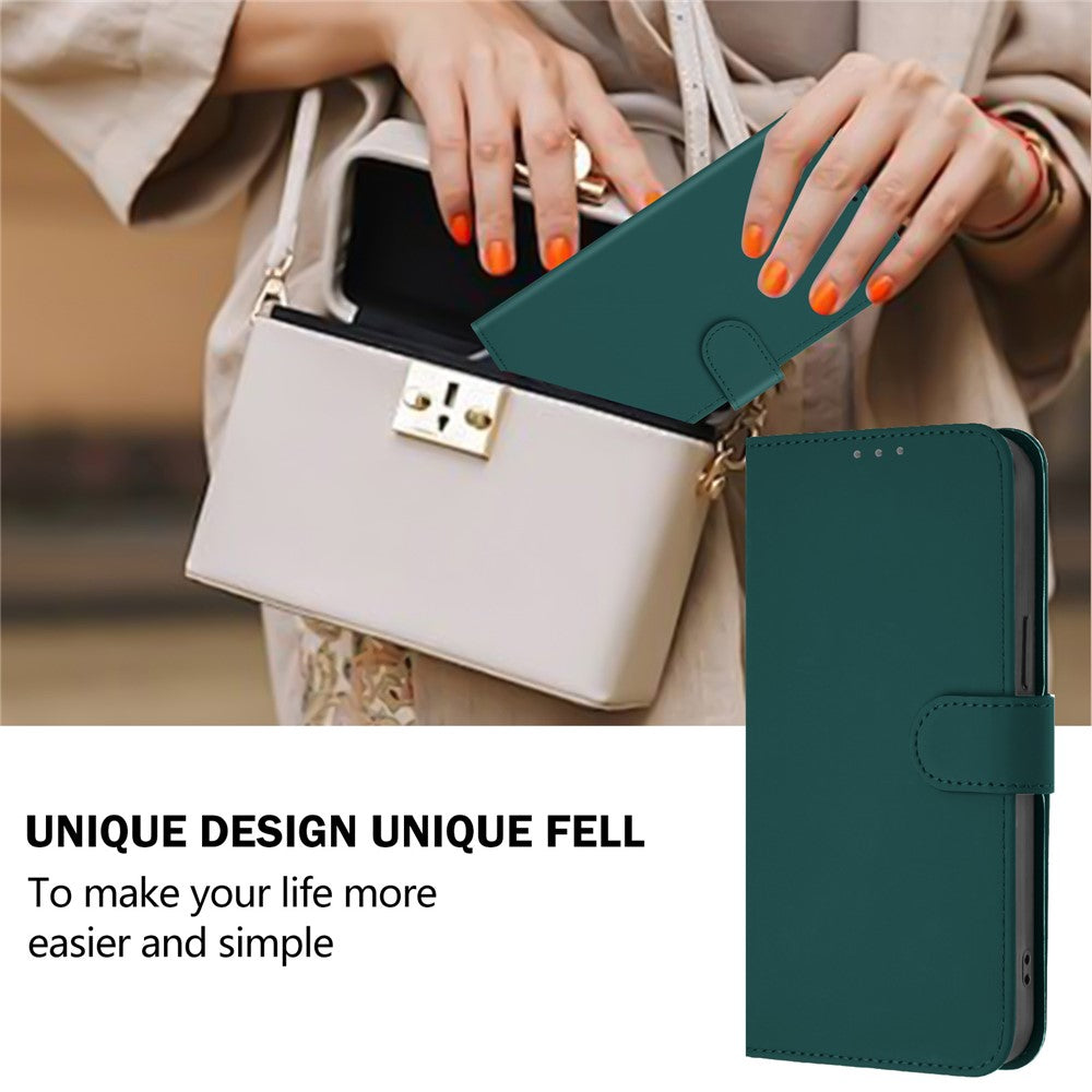For Oppo K13 5G Case Solid Color Wallet Leather Phone Cover with Strap - Dark Green