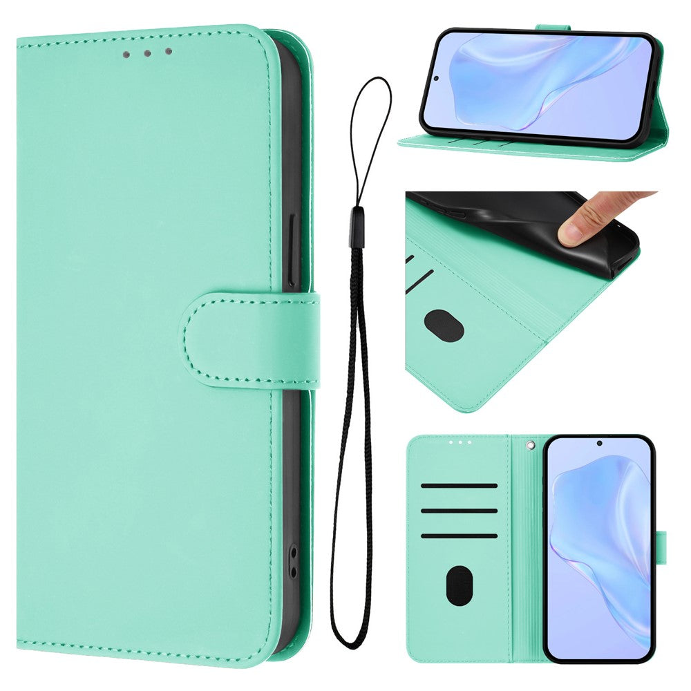 For Oppo K13 5G Case Solid Color Wallet Leather Phone Cover with Strap - Mint Green