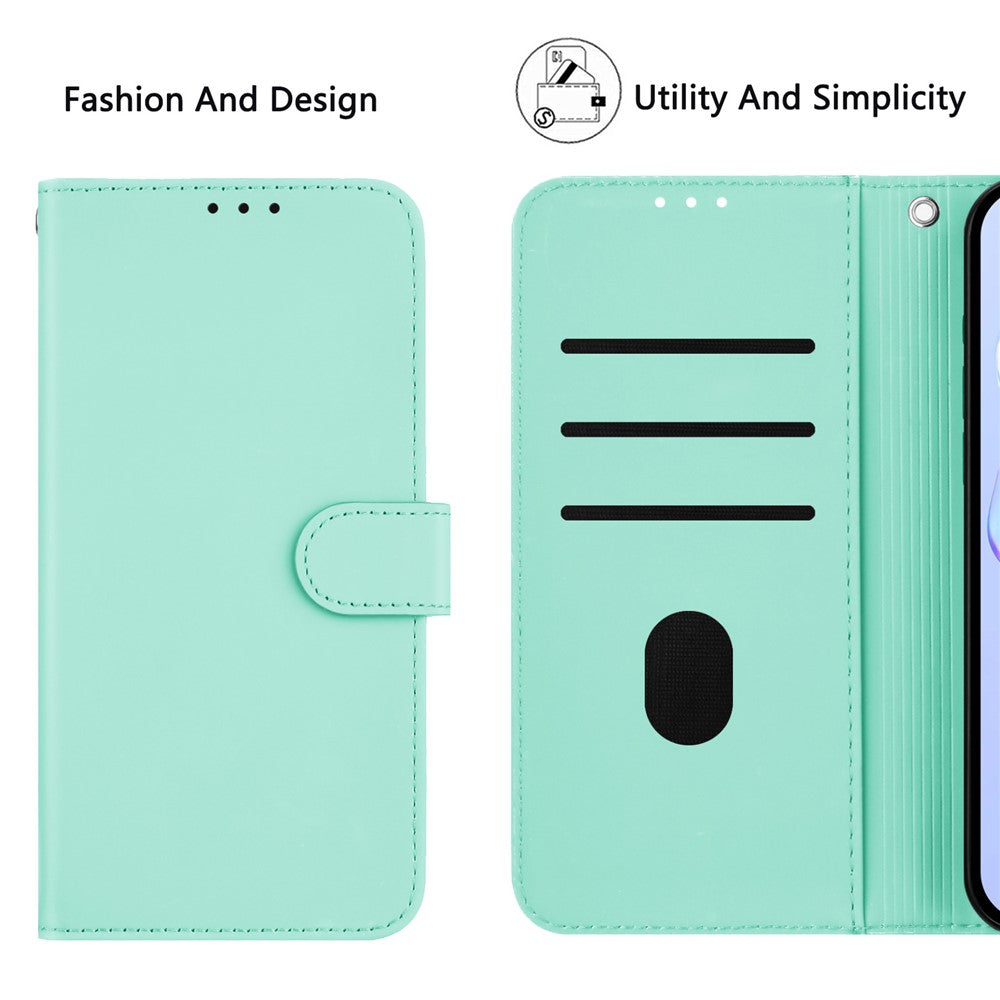 For Oppo K13 5G Case Solid Color Wallet Leather Phone Cover with Strap - Mint Green