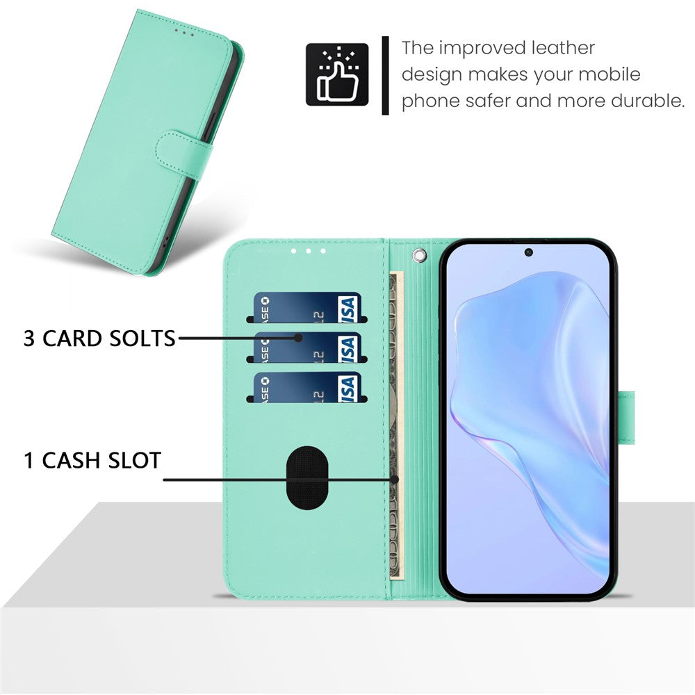 For Oppo K13 5G Case Solid Color Wallet Leather Phone Cover with Strap - Mint Green
