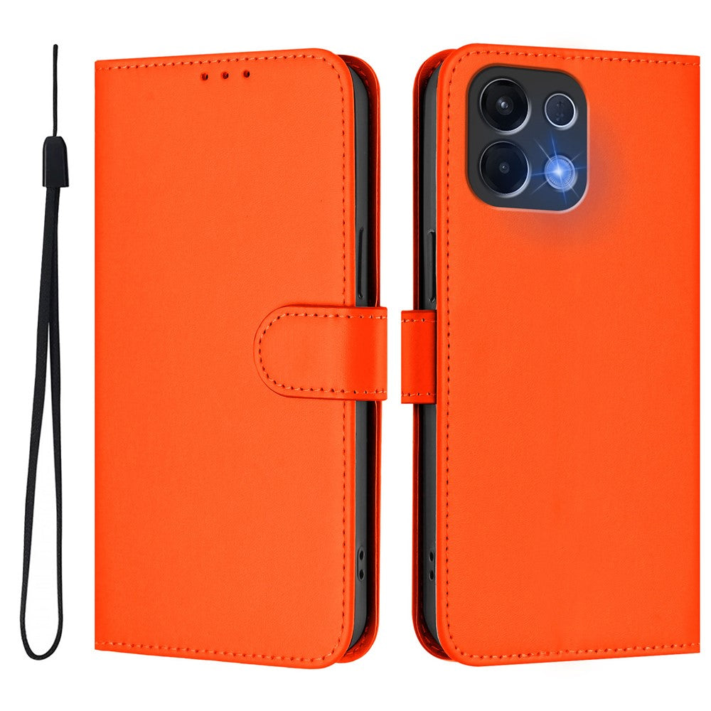 For Oppo K13 5G Case Solid Color Wallet Leather Phone Cover with Strap - Orange