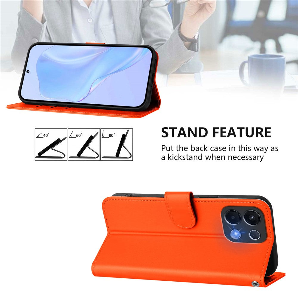 For Oppo K13 5G Case Solid Color Wallet Leather Phone Cover with Strap - Orange