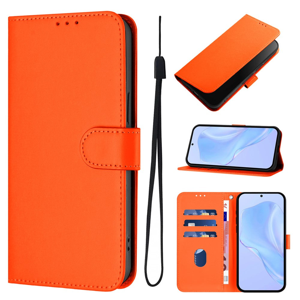 For Oppo K13 5G Case Solid Color Wallet Leather Phone Cover with Strap - Orange