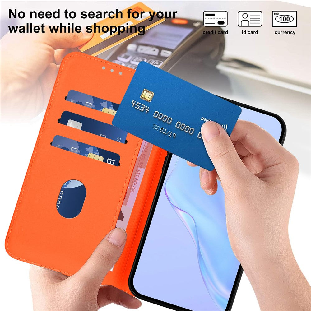 For Oppo K13 5G Case Solid Color Wallet Leather Phone Cover with Strap - Orange