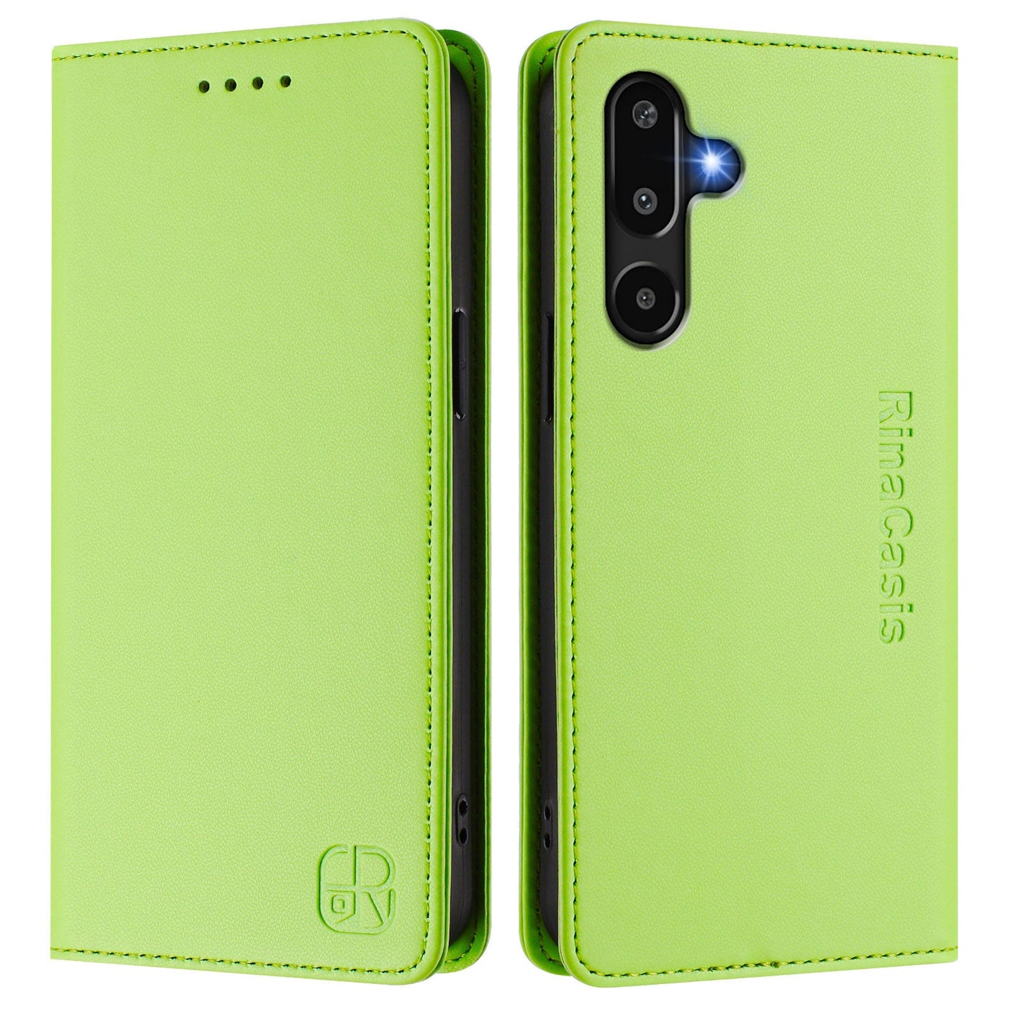 For Samsung Galaxy M16 5G / Galaxy F16 5G Leather Case RINACASIS RC01 Phone Cover with RFID Blocking Wallet Stand - Green