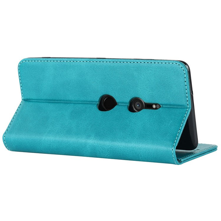 Calf Texture PU Leather Case for Sony Xperia XZ3, Stand Wallet Design Magnetic Auto Closing Phone Drop-proof Cover - Sky Blue