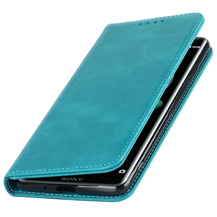 Calf Texture PU Leather Case for Sony Xperia XZ3, Stand Wallet Design Magnetic Auto Closing Phone Drop-proof Cover - Sky Blue