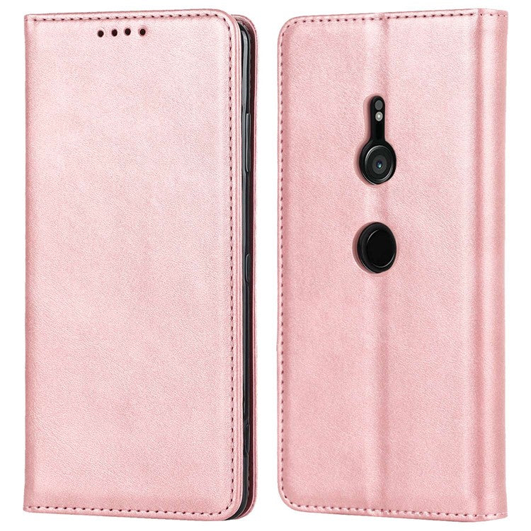 Calf Texture PU Leather Case for Sony Xperia XZ3, Stand Wallet Design Magnetic Auto Closing Phone Drop-proof Cover - Rose Gold