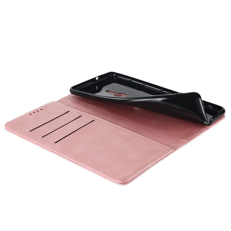 Calf Texture PU Leather Case for Sony Xperia XZ3, Stand Wallet Design Magnetic Auto Closing Phone Drop-proof Cover - Rose Gold