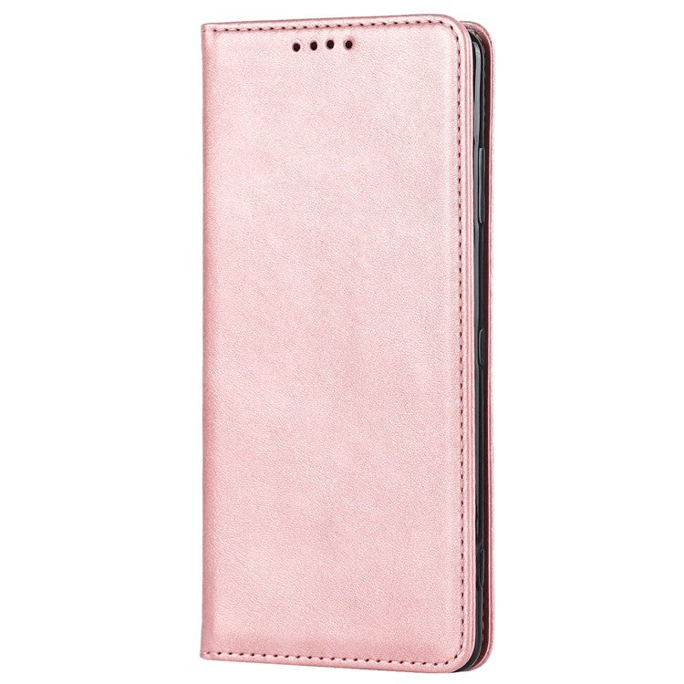 Calf Texture PU Leather Case for Sony Xperia XZ3, Stand Wallet Design Magnetic Auto Closing Phone Drop-proof Cover - Rose Gold