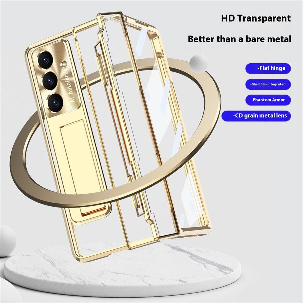 For Samsung Galaxy Z Fold7 5G Case Kickstand Hard PC Phone Cover with Screen Film / Stylus - Silver