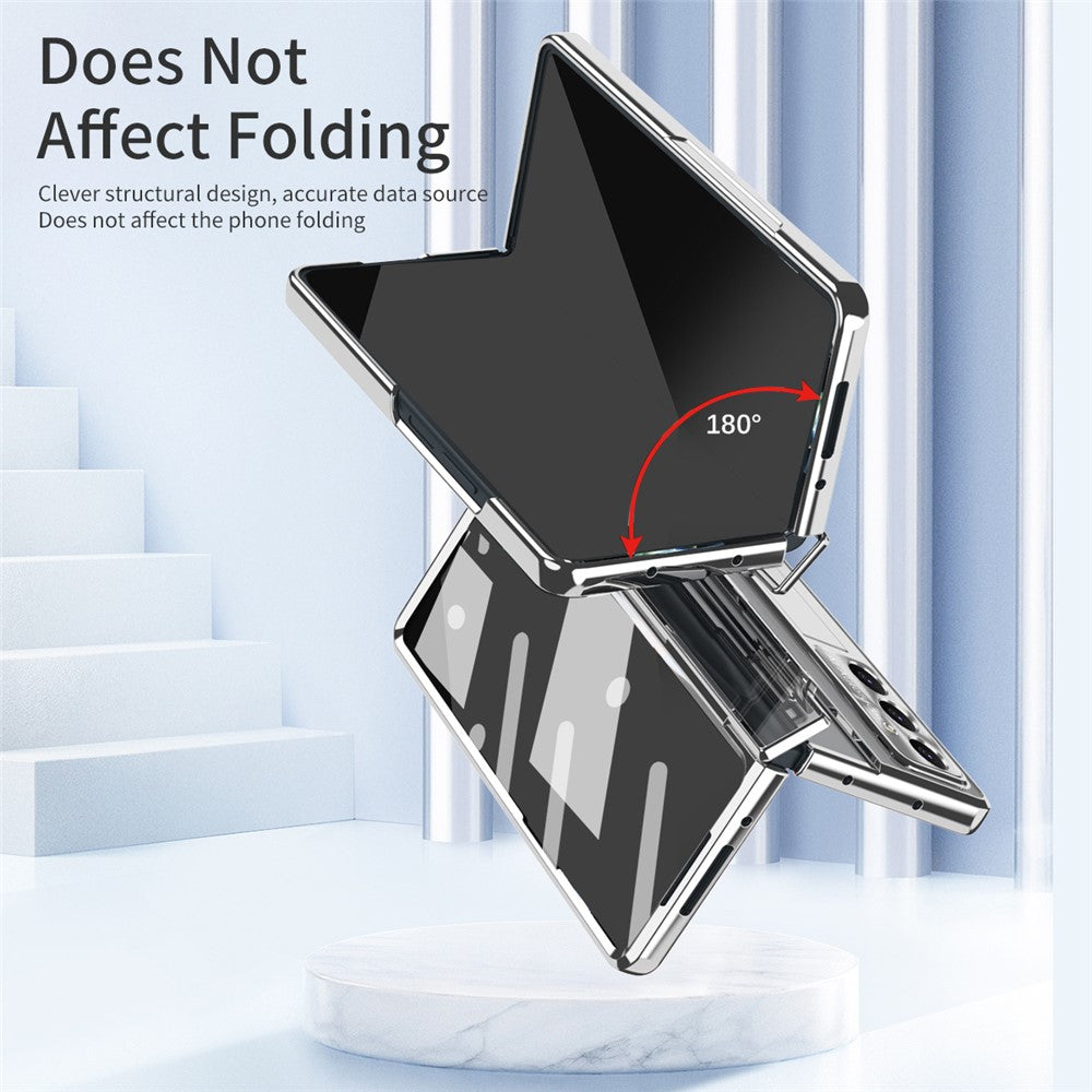 For Samsung Galaxy Z Fold7 5G Case Kickstand Hard PC Phone Cover with Screen Film - Silver
