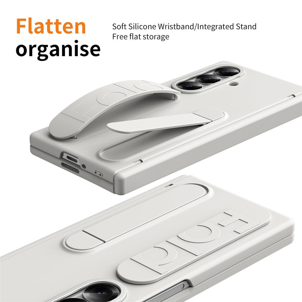 For Samsung Galaxy Z Fold7 5G Case Kickstand Wristband Hard PC Phone Cover - White