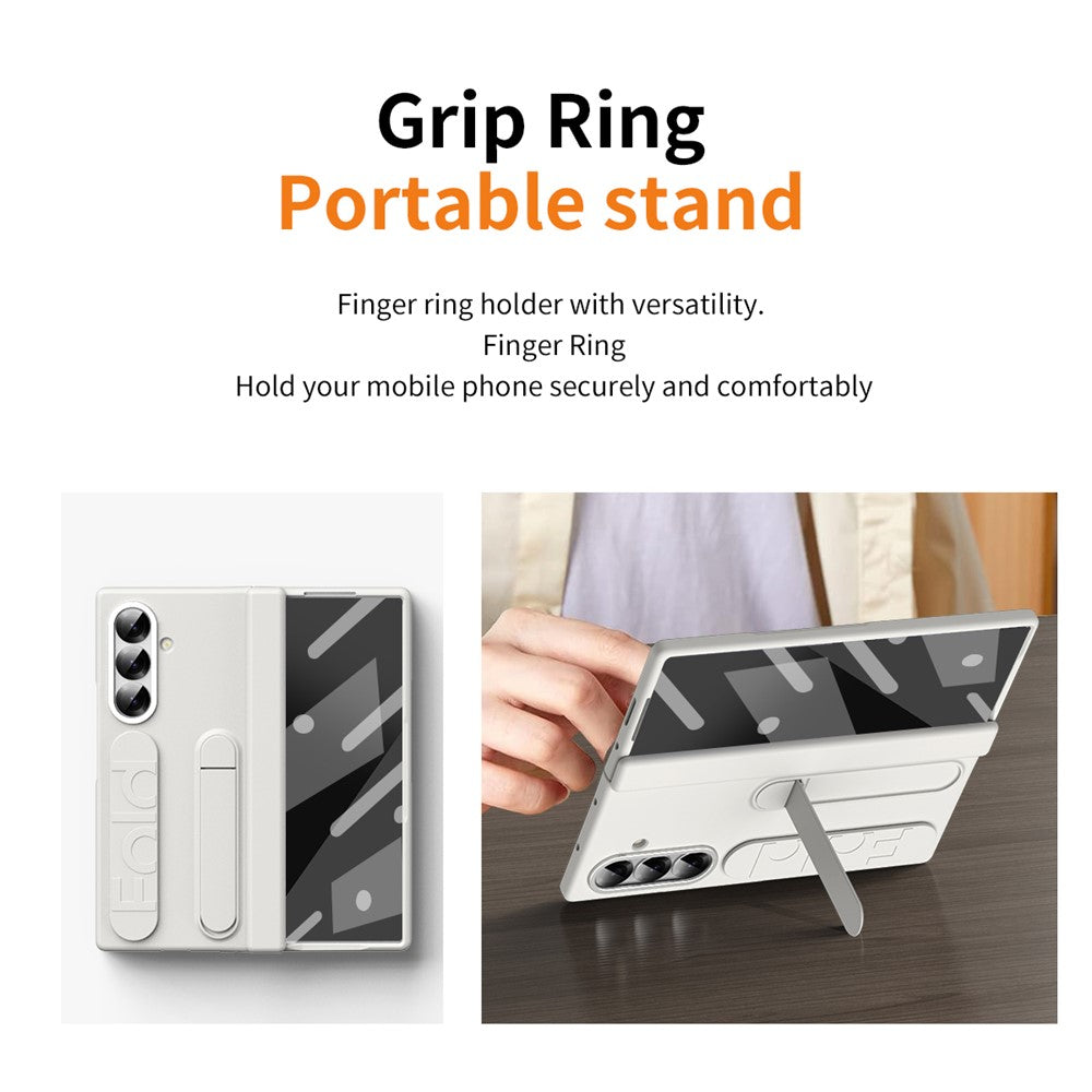For Samsung Galaxy Z Fold7 5G Case Kickstand Wristband Hard PC Phone Cover - White