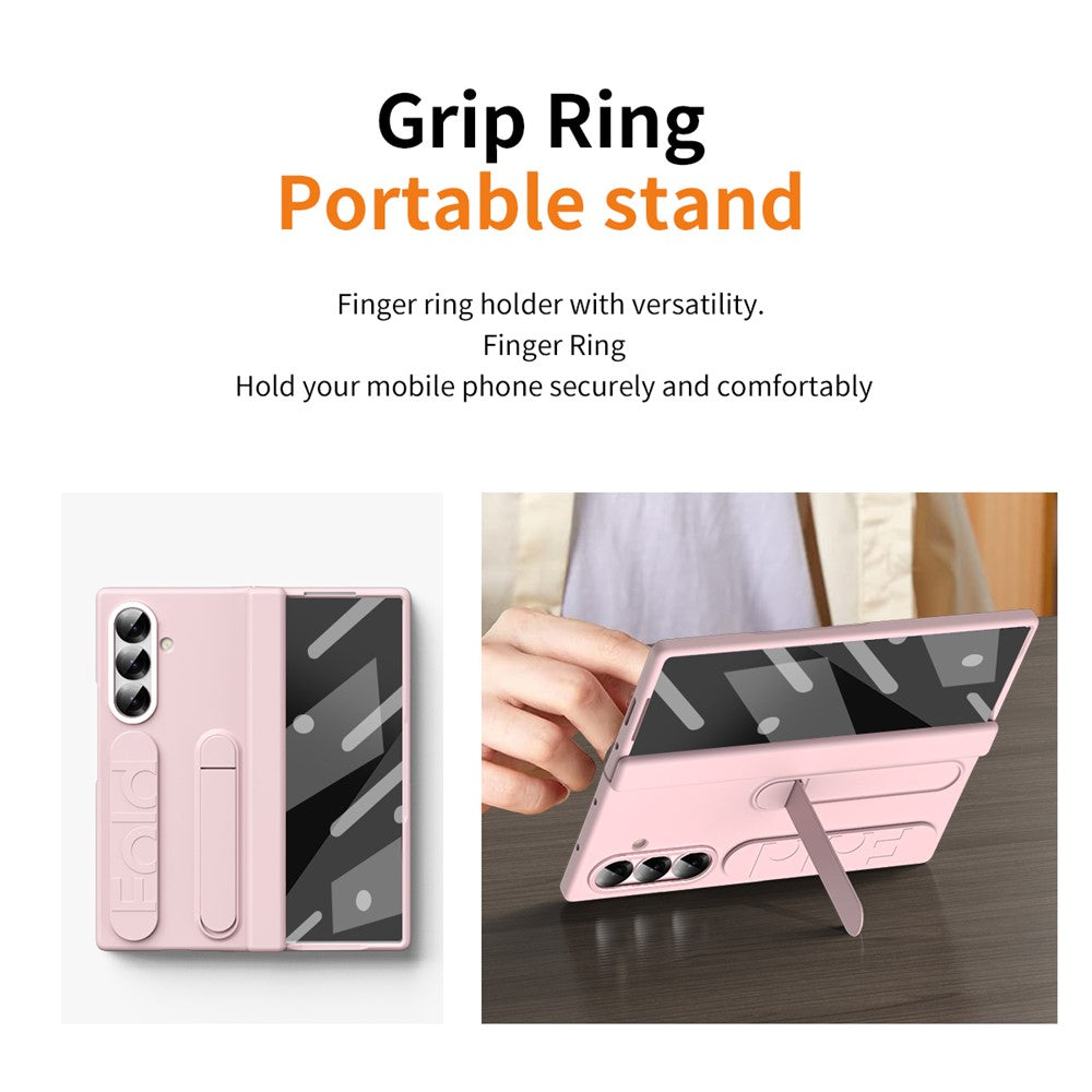 For Samsung Galaxy Z Fold7 5G Case Kickstand Wristband Hard PC Phone Cover - Pink