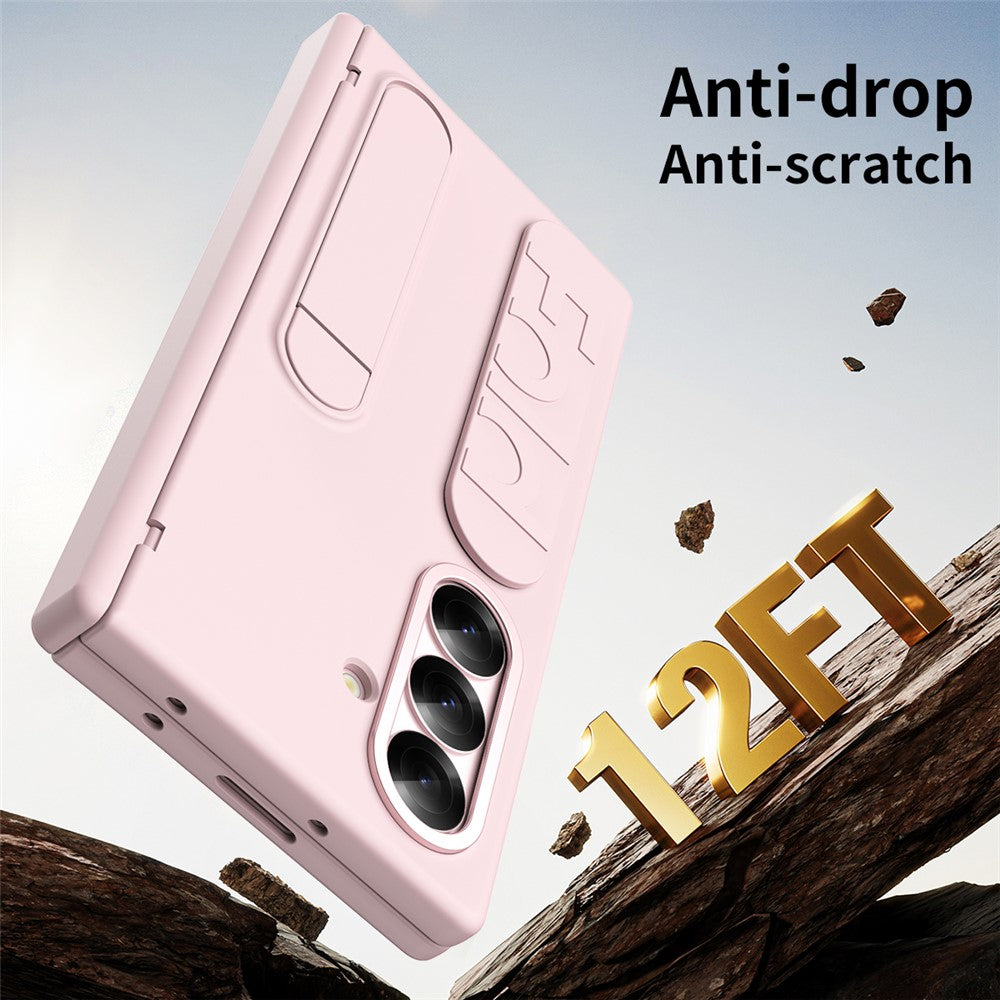 For Samsung Galaxy Z Fold7 5G Case Kickstand Wristband Hard PC Phone Cover - Pink