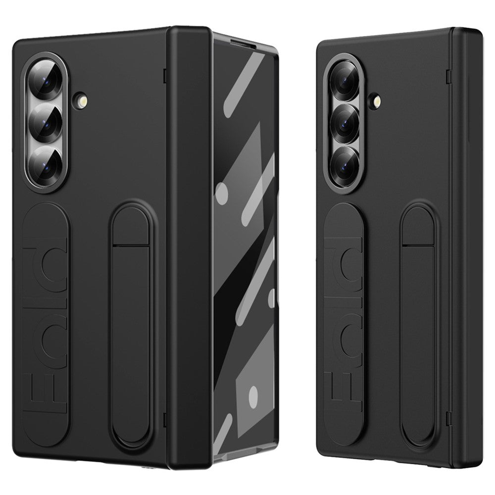 For Samsung Galaxy Z Fold7 5G Case Kickstand Wristband Hard PC Phone Cover - Black