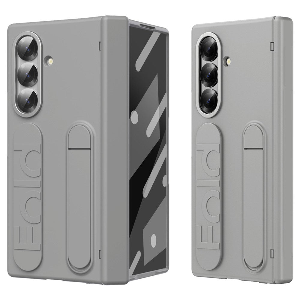 For Samsung Galaxy Z Fold7 5G Case Kickstand Wristband Hard PC Phone Cover - Grey
