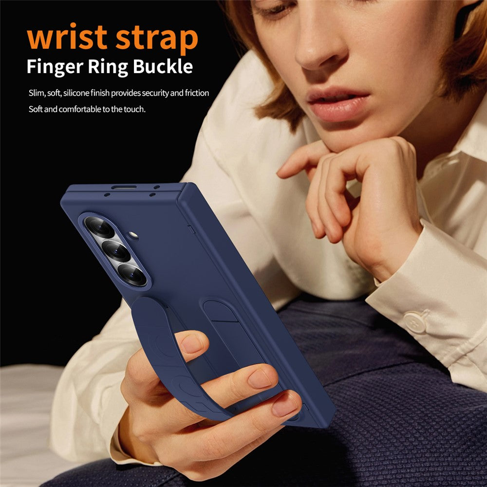 For Samsung Galaxy Z Fold7 5G Case Kickstand Wristband Hard PC Phone Cover - Blue