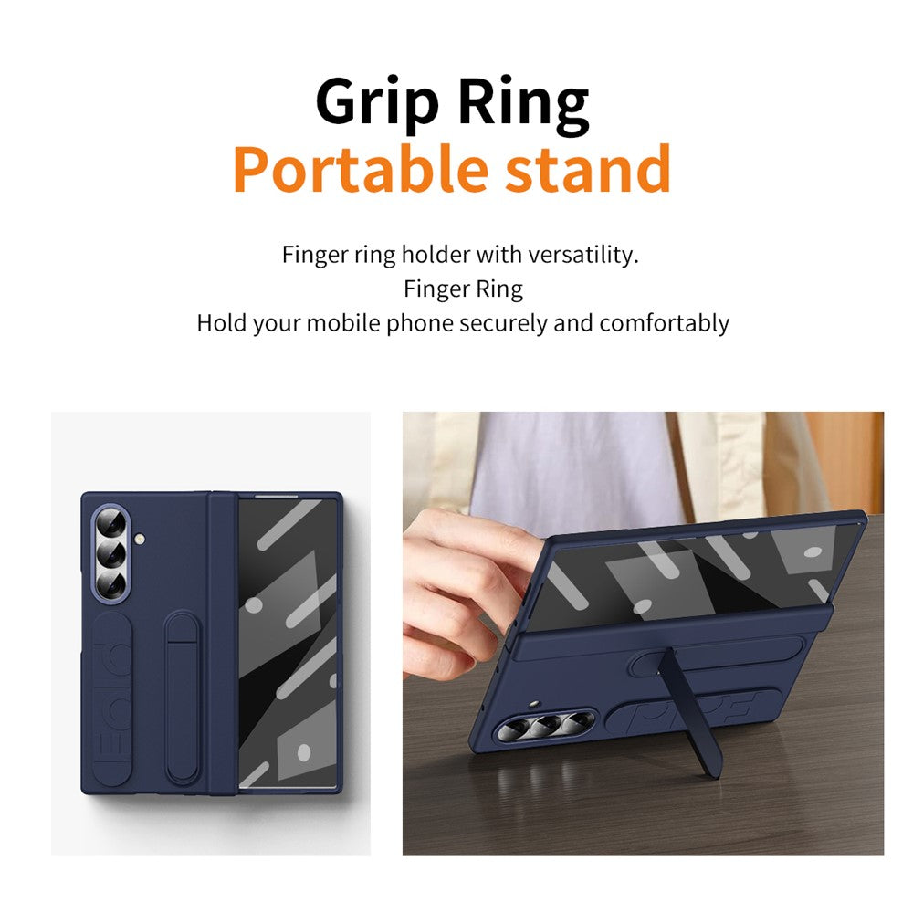 For Samsung Galaxy Z Fold7 5G Case Kickstand Wristband Hard PC Phone Cover - Blue