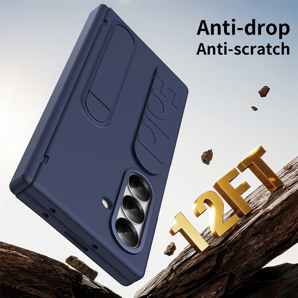 For Samsung Galaxy Z Fold7 5G Case Kickstand Wristband Hard PC Phone Cover - Blue