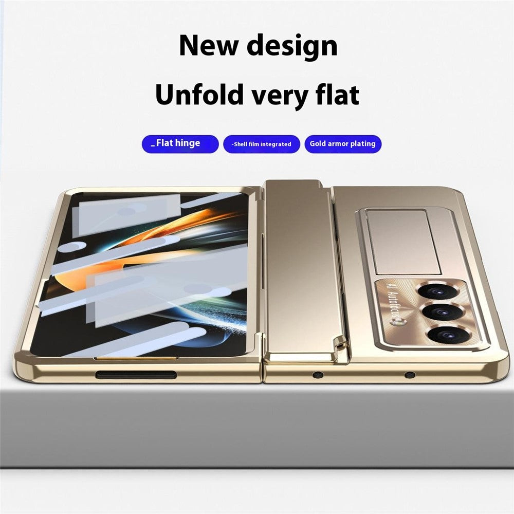 For Samsung Galaxy Z Fold7 5G Case Hinge Protection Hard PC Phone Cover with Screen Film / Stylus - Gold