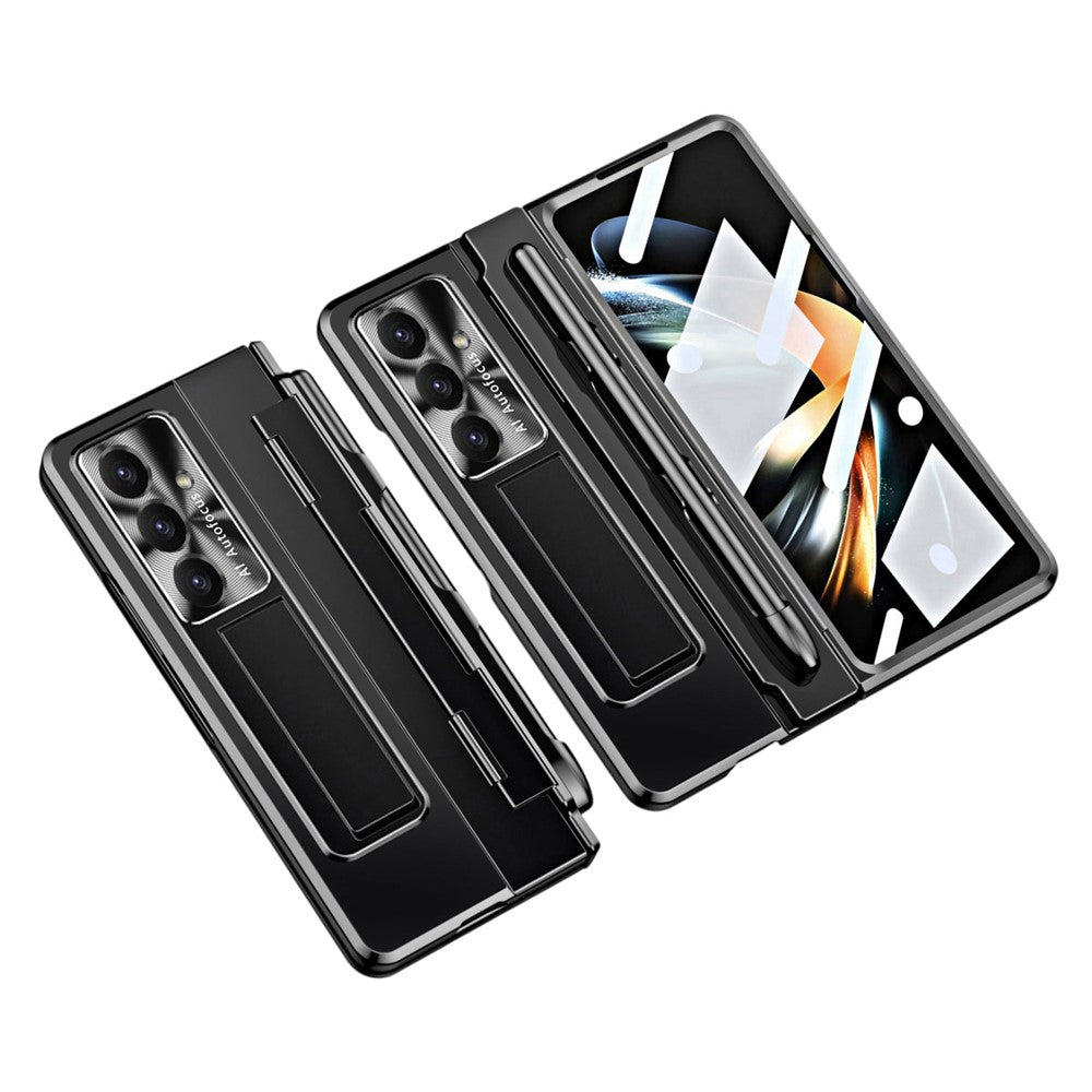 For Samsung Galaxy Z Fold7 5G Case Hinge Protection Hard PC Phone Cover with Screen Film / Stylus - Black