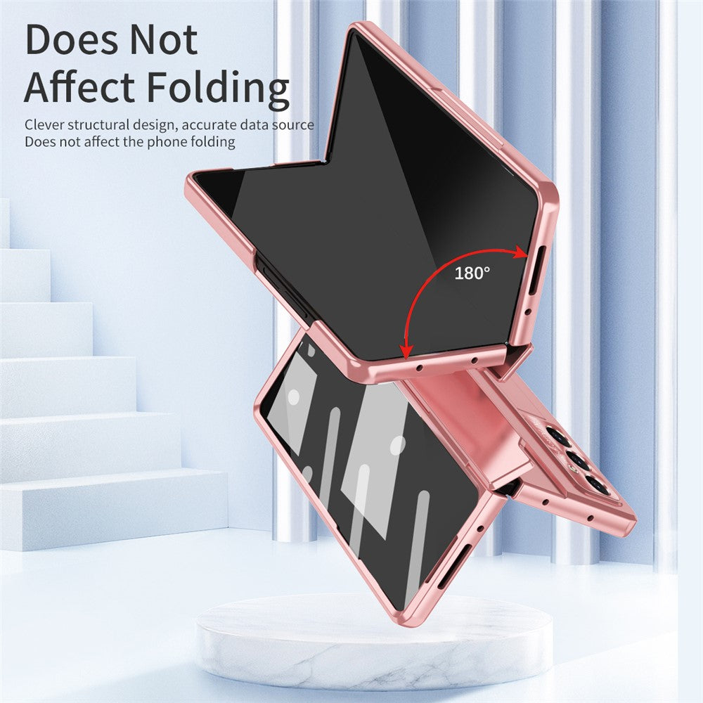 For Samsung Galaxy Z Fold7 5G Case Hinge Protection Hard PC Phone Cover with Screen Film - Pink