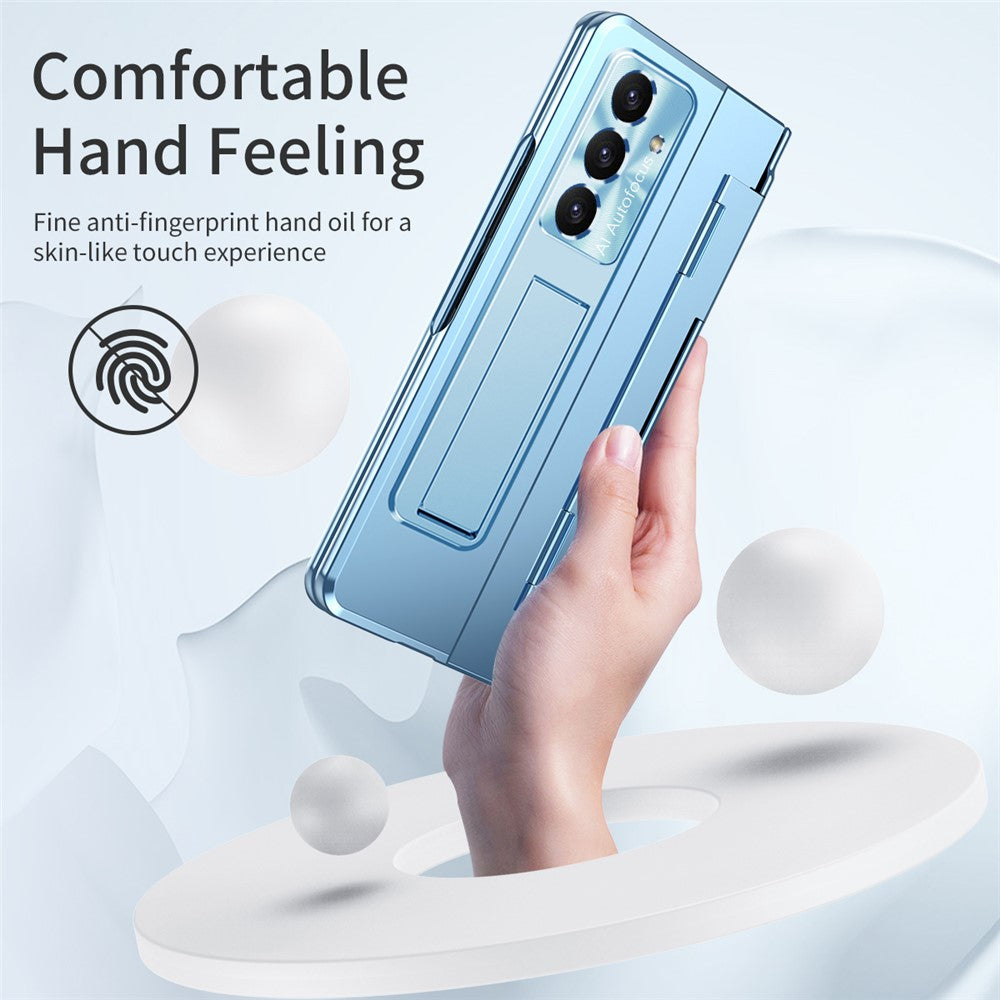 For Samsung Galaxy Z Fold7 5G Case Hinge Protection Hard PC Phone Cover with Screen Film - Blue