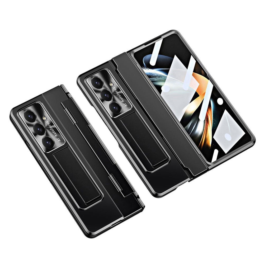 For Samsung Galaxy Z Fold7 5G Case Hinge Protection Hard PC Phone Cover with Screen Film - Black