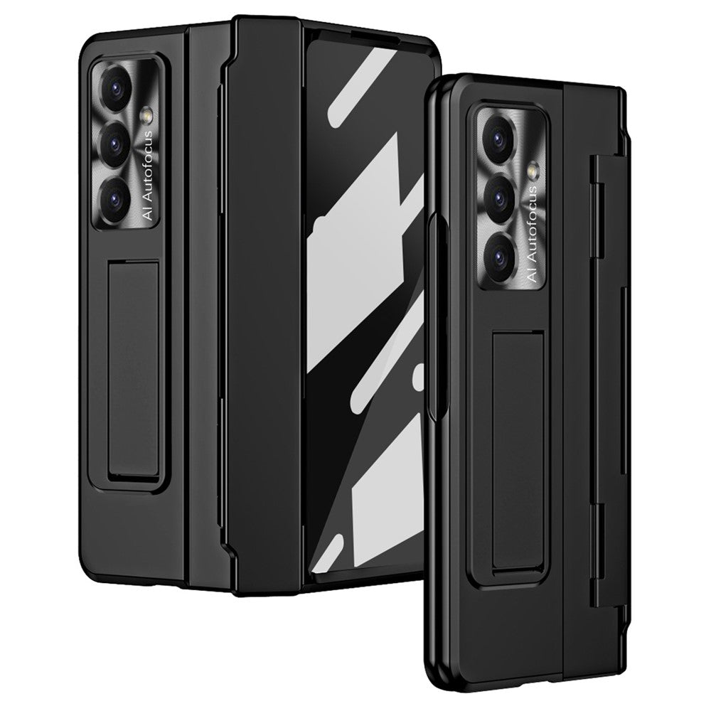 For Samsung Galaxy Z Fold7 5G Case Hinge Protection Hard PC Phone Cover with Screen Film - Black