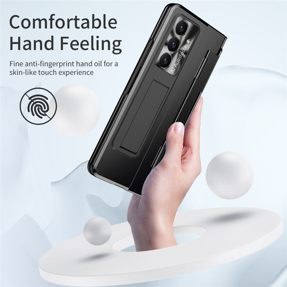 For Samsung Galaxy Z Fold7 5G Case Hinge Protection Hard PC Phone Cover with Screen Film - Black