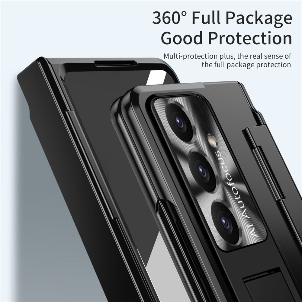 For Samsung Galaxy Z Fold7 5G Case Hinge Protection Hard PC Phone Cover with Screen Film - Black
