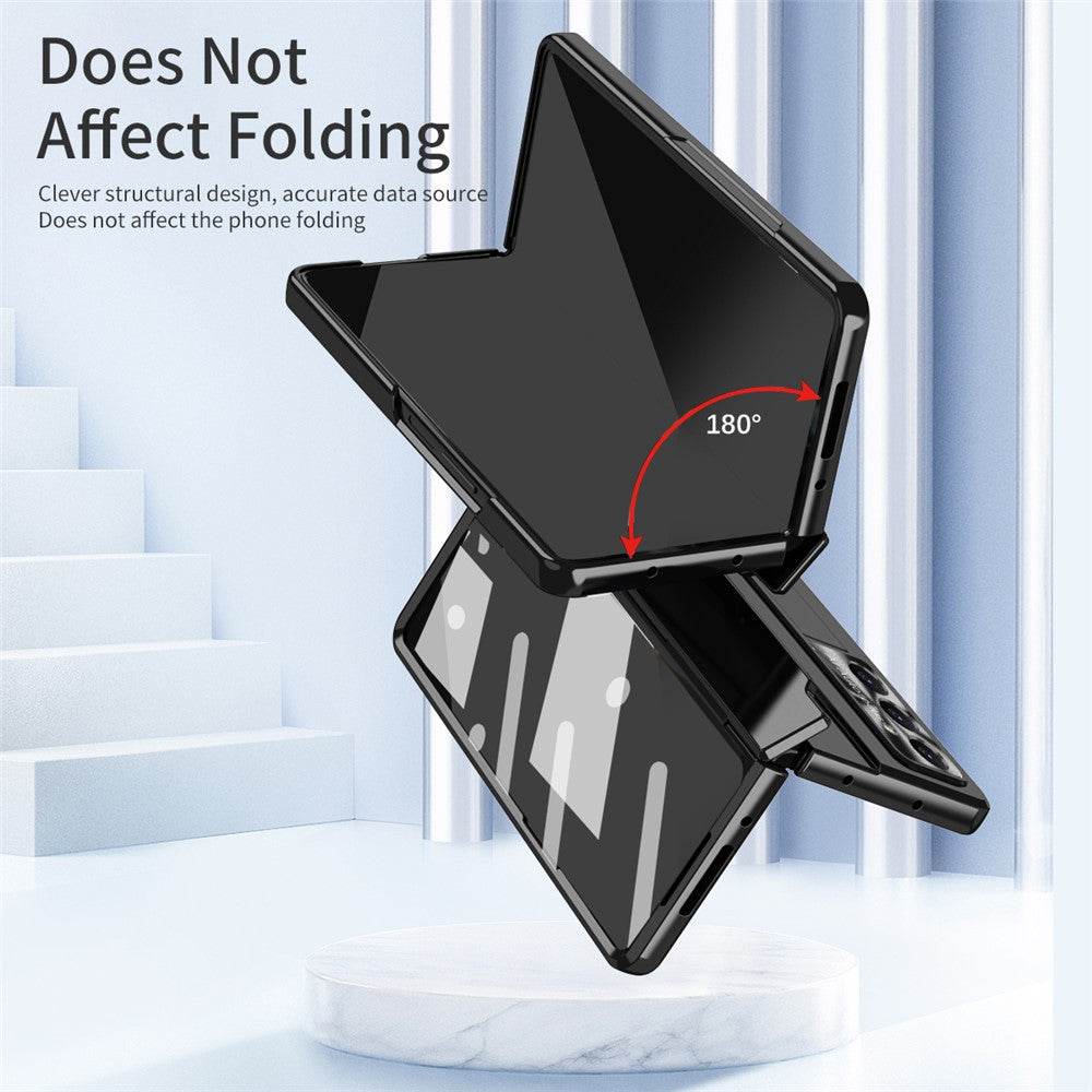 For Samsung Galaxy Z Fold7 5G Case Hinge Protection Hard PC Phone Cover with Screen Film - Black
