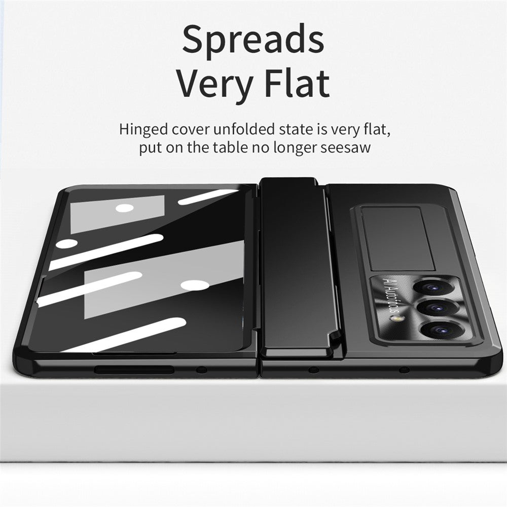 For Samsung Galaxy Z Fold7 5G Case Hinge Protection Hard PC Phone Cover with Screen Film - Black