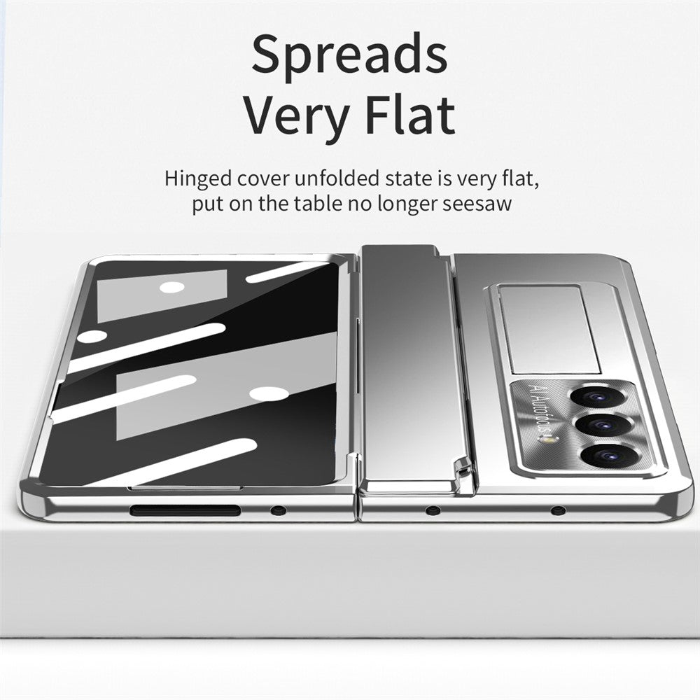 For Samsung Galaxy Z Fold7 5G Case Hinge Protection Hard PC Phone Cover with Screen Film - Transparent