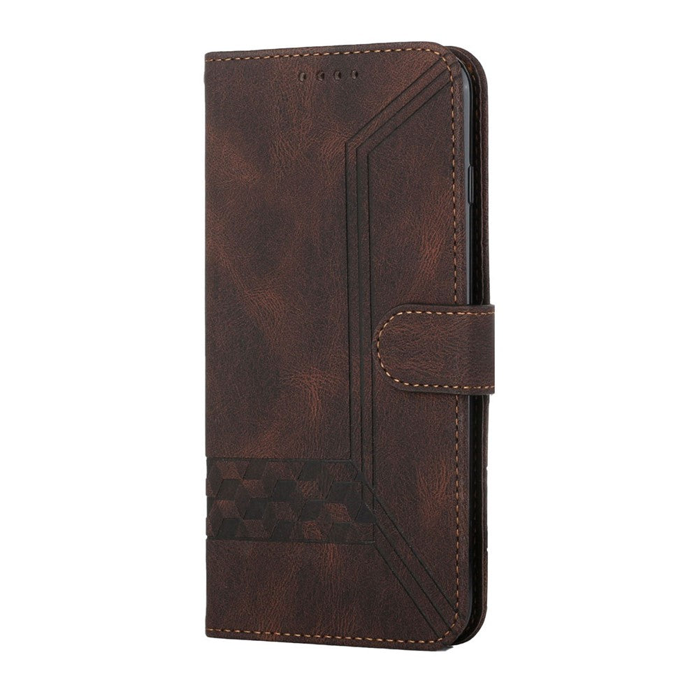 For iPhone 17 Pro Max Phone Case with Strap Imprint PU Leather Wallet Stand Cover - Coffee