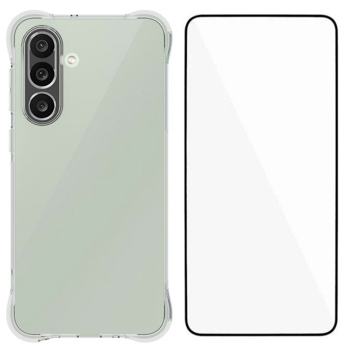 For Samsung Galaxy M56 5G Case WANLONFENG WL Series 2.0mm TPU Phone Cover with Tempered Glass Film - Transparent