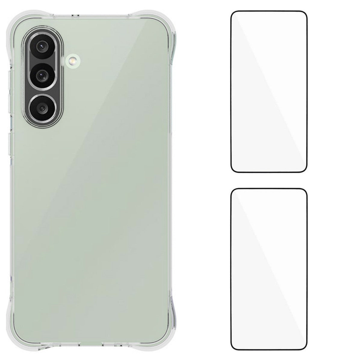 For Samsung Galaxy M56 5G TPU Case WANLONFENG WL2 Series 2.0mm Phone Cover with 2Pcs Tempered Glass Films - Transparent
