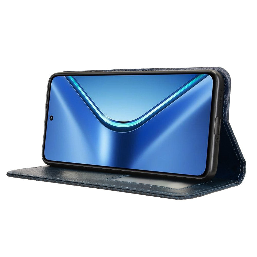 For Oppo K13 5G Leather Case Wallet Stand Retro Texture Phone Cover - Blue